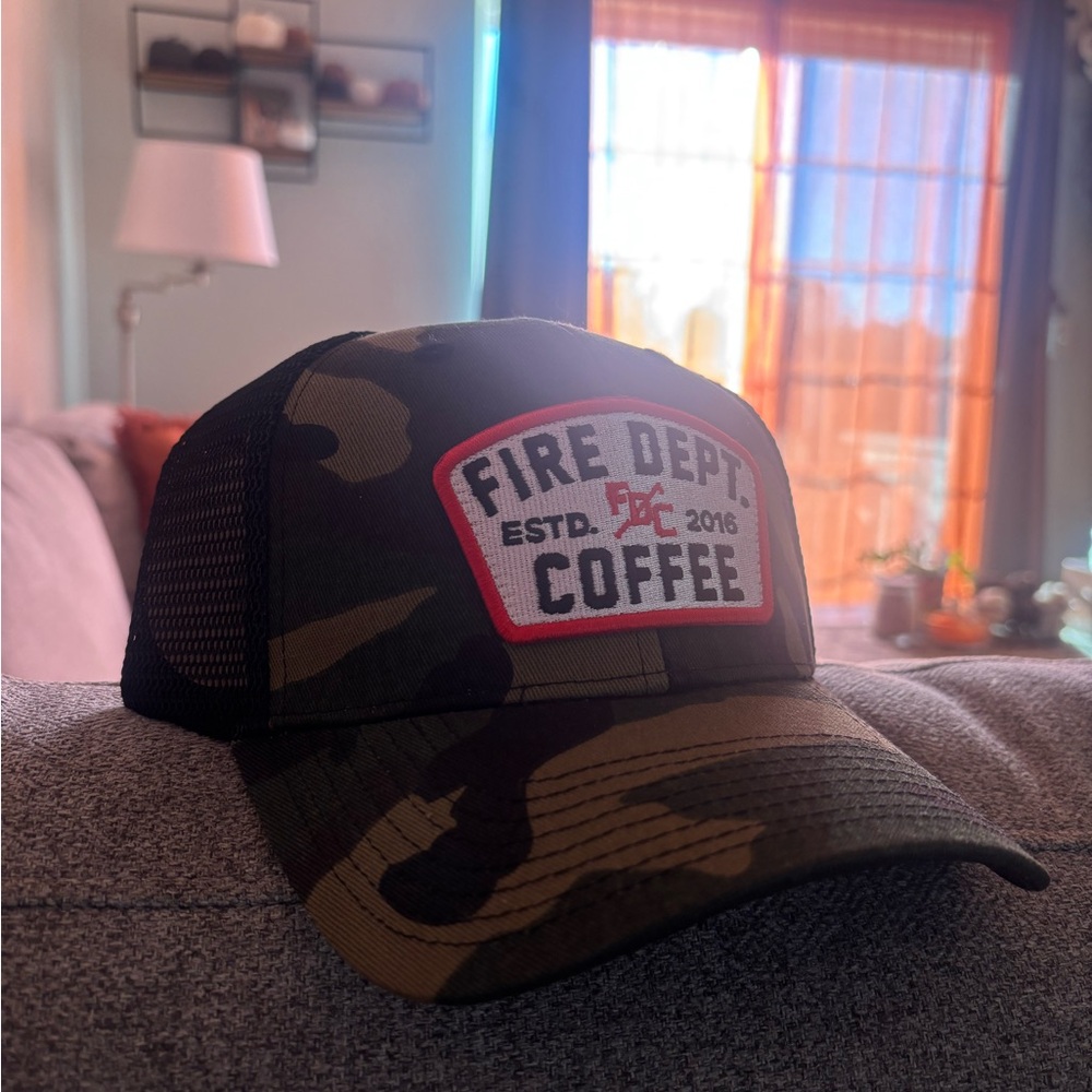 Camouflage Fire Dept Coffee Trucker Hat